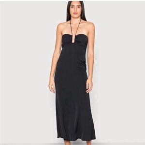 Abercrombie & Fitch Black halter Maxi Dress with Front Notch